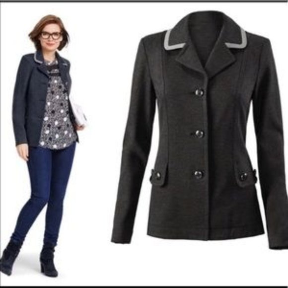 HOST PICK CAbi Ponte Charcoal Crew Blazer 3030 - Picture 2 of 10